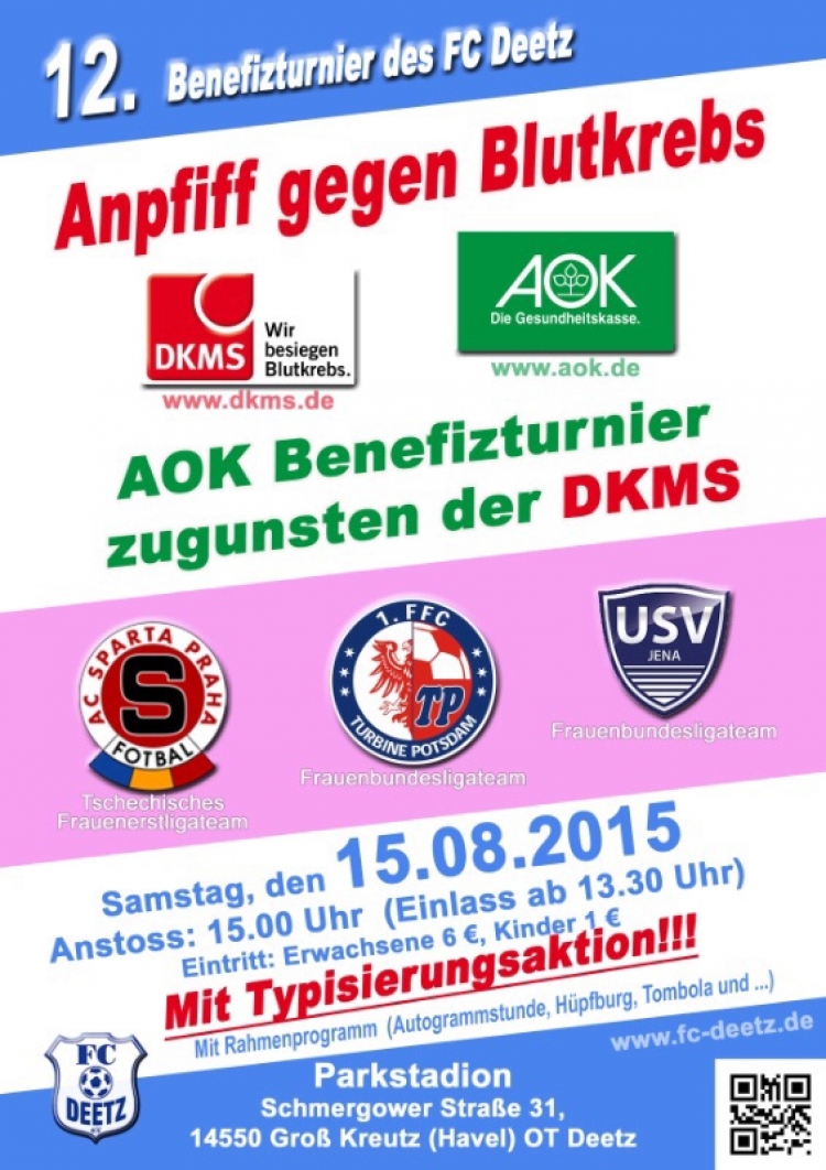 FF USV Jena nimmt an DKMS-Benefizturnier teil - Am 15.08.2015 findet in Deetz (Sachsen-Anhalt) ab 15:00 Uhr ein Benefizturnier statt, an dem neben&#8230;